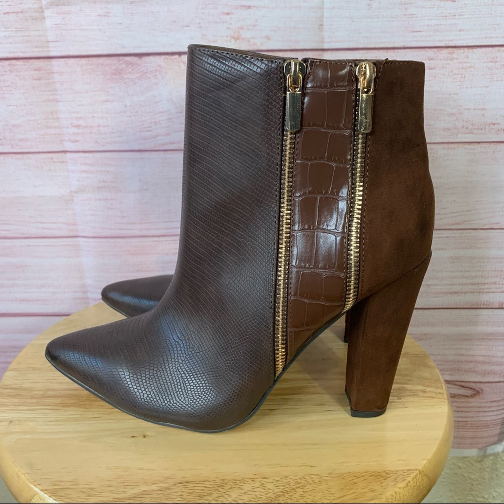 Shoe Dazzle Diane Multi Color Brown Ankle Booties Size‎ 10